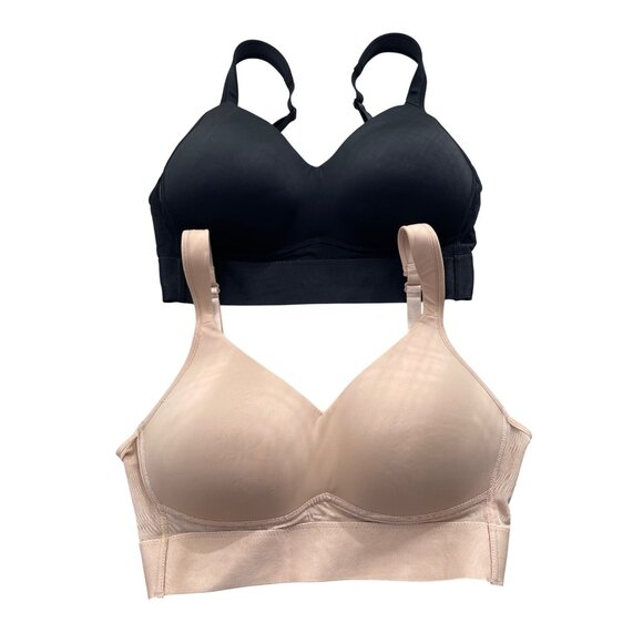 Rhonda Shear 2Pack Molded Cup Bra with Wrap Back Size Medium Black Beige 590.21 - Picture 2 of 10